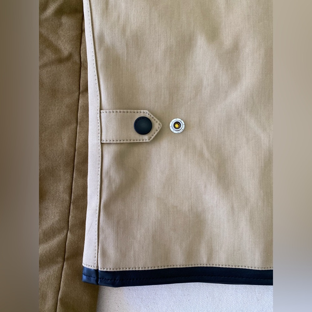 Coach Outlet Tan Black Trim Moto Style Utility Zip Front Jacket Luxury Casual XS - Picture 13 of 13